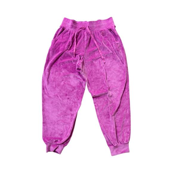 NWOT Victoria Secret On Point Jogger Pants Pink M Medium Velour Velvet - Picture 1 of 6